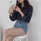 Camisa de franela a cuadros de gran tamaño